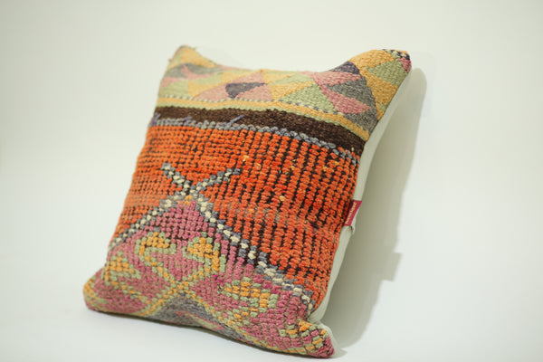 Ethnic Turkish Kilim Lumbar Pillow 24-24 inch