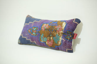 Handmade Blue Antique 12X24 Lumbar Kilim Pillow