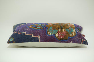 Handmade Blue Antique 12X24 Lumbar Kilim Pillow