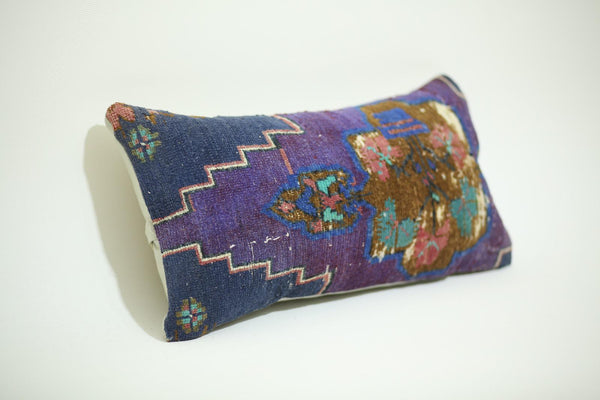 Handmade Blue Antique 12X24 Lumbar Kilim Pillow