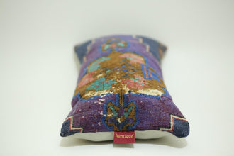 Handmade Blue Antique 12X24 Lumbar Kilim Pillow