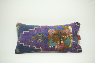 Handmade Blue Antique 12X24 Lumbar Kilim Pillow