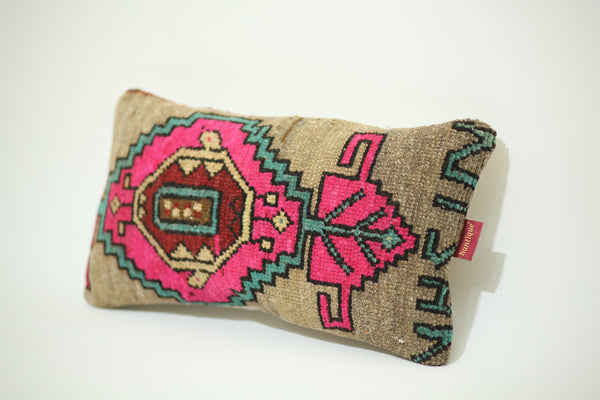 Antique Ottoman 12X24 Kilim Pillow Cover with Beautiful Pink Design