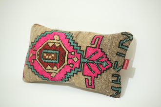 Antique Ottoman 12X24 Kilim Pillow Cover with Beautiful Pink Design