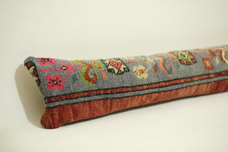 Blue & Red Ottoman Kilim Rug Pillow Cover 8X48