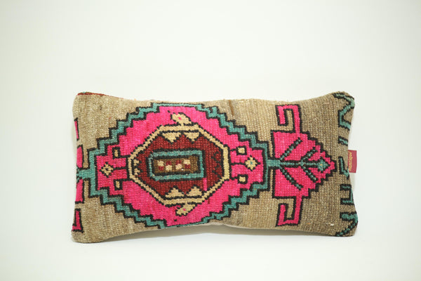 Antique Ottoman 12X24 Kilim Pillow Cover with Beautiful Pink Design