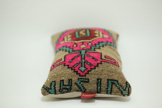 Antique Ottoman 12X24 Kilim Pillow Cover with Beautiful Pink Design
