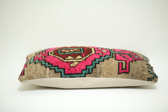 Antique Ottoman 12X24 Kilim Pillow Cover with Beautiful Pink Design