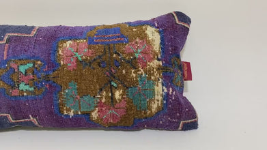 Handmade Blue Antique 12X24 Lumbar Kilim Pillow